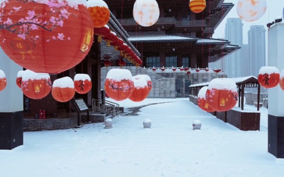 兰州黄河楼,奥体雪景,婉如水墨画.