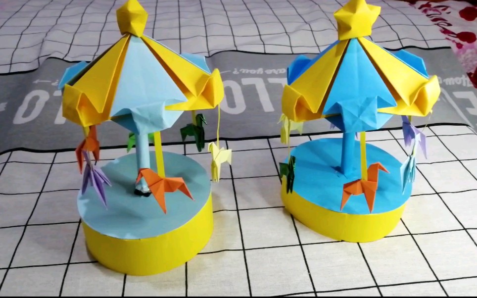 手工折纸旋转木马,木马折叠方法!