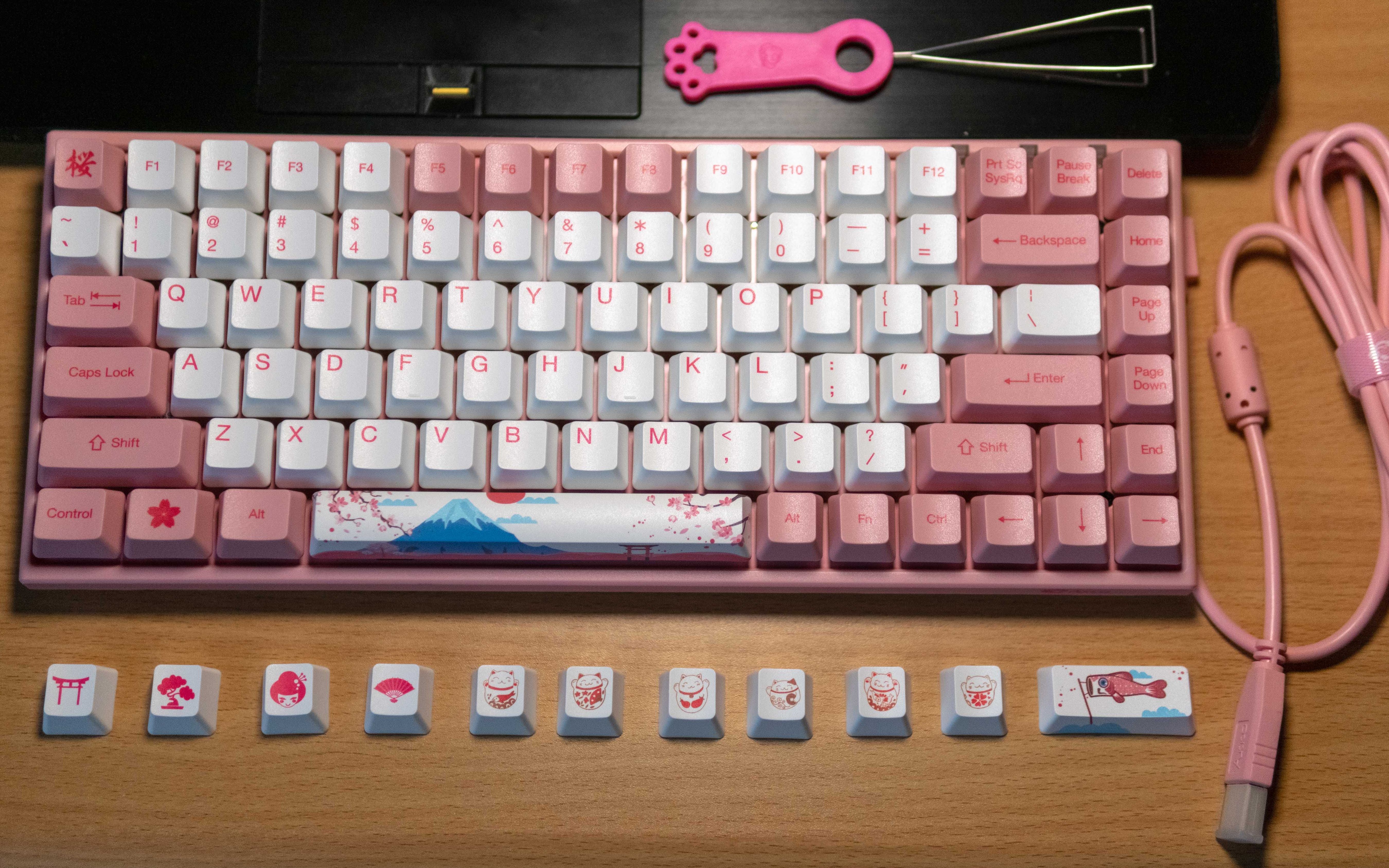 akko3084富士山樱花蓝牙双模机械键盘开箱