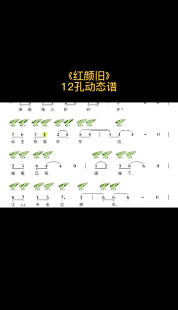 红颜旧12孔陶笛动态谱民族乐器陶笛曲谱陶笛教程陶笛演奏简谱教