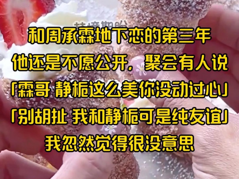 和周承霖地下恋的第三年,他还是不愿公开,聚会有人说「霖哥 静栀这么美你没动过心」「别胡扯 我和静栀可是纯友谊」我忽然觉得很没意思哔哩哔哩...