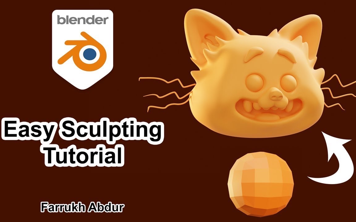 Blender 卡通猫雕刻渲染过程(中英文字幕共2集)哔哩哔哩bilibili