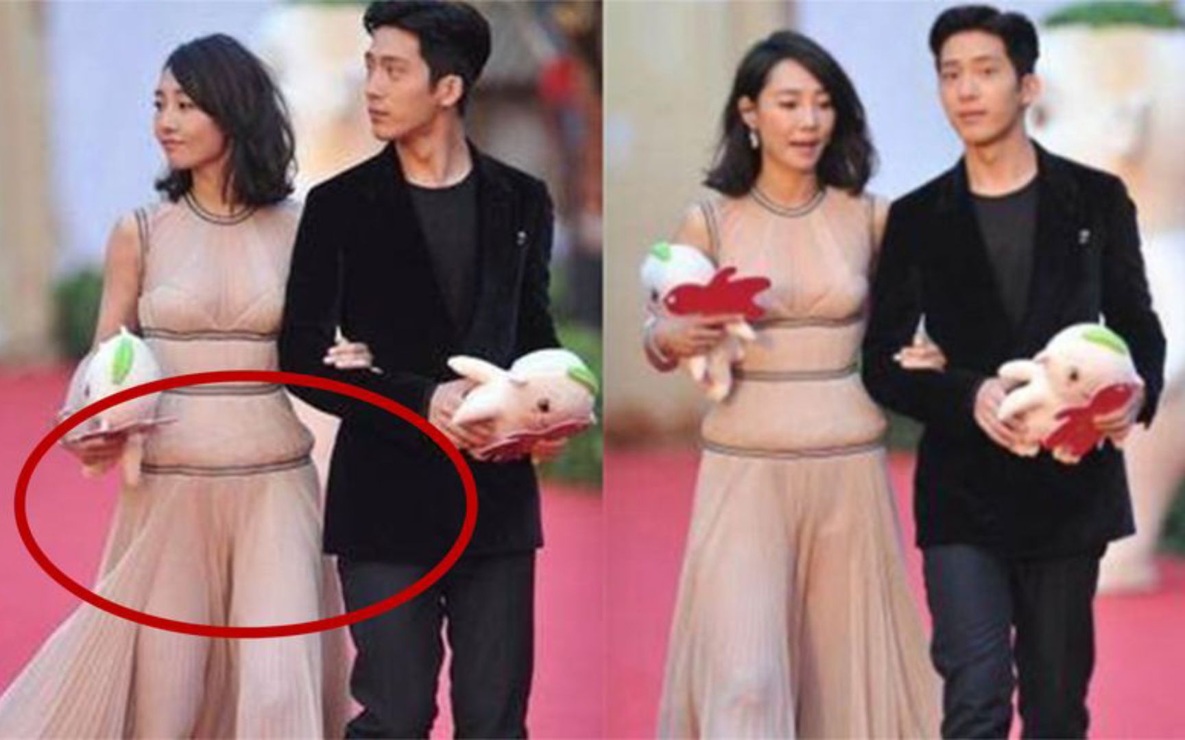 白百何穿透视礼裙走红毯,一阵风吹过去突出重点,网友们不淡定了