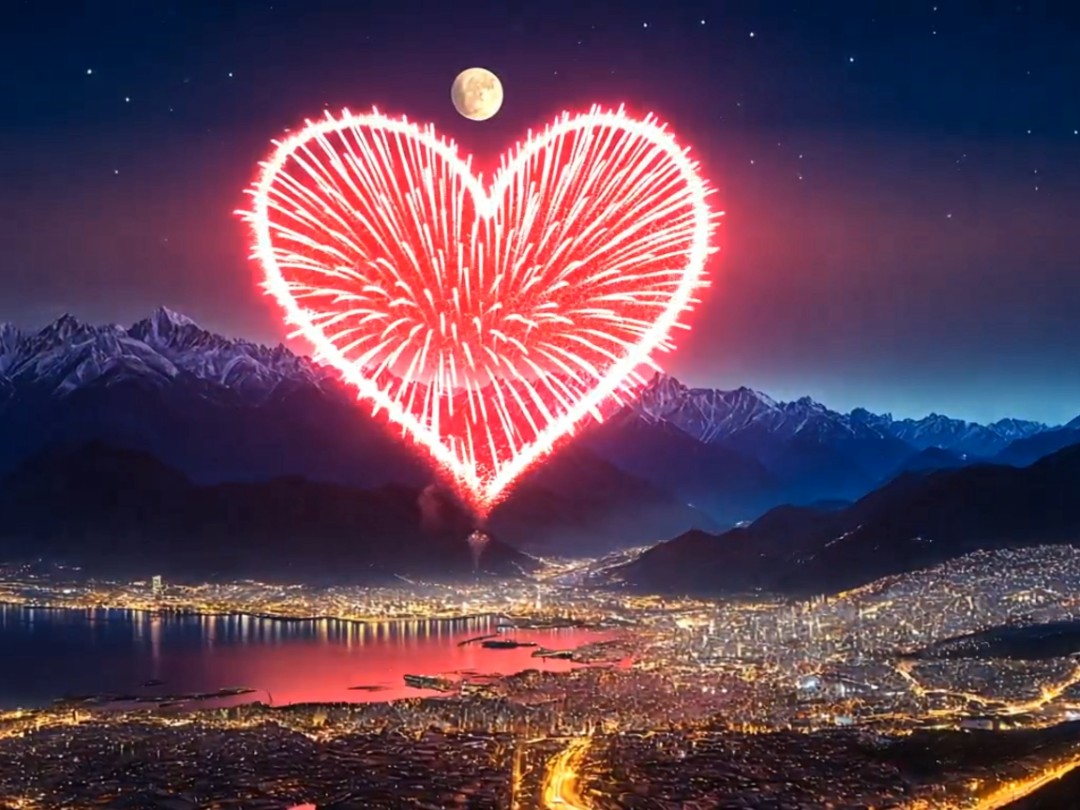 绽放心间的爱之焰:心形烟花的璀璨告白