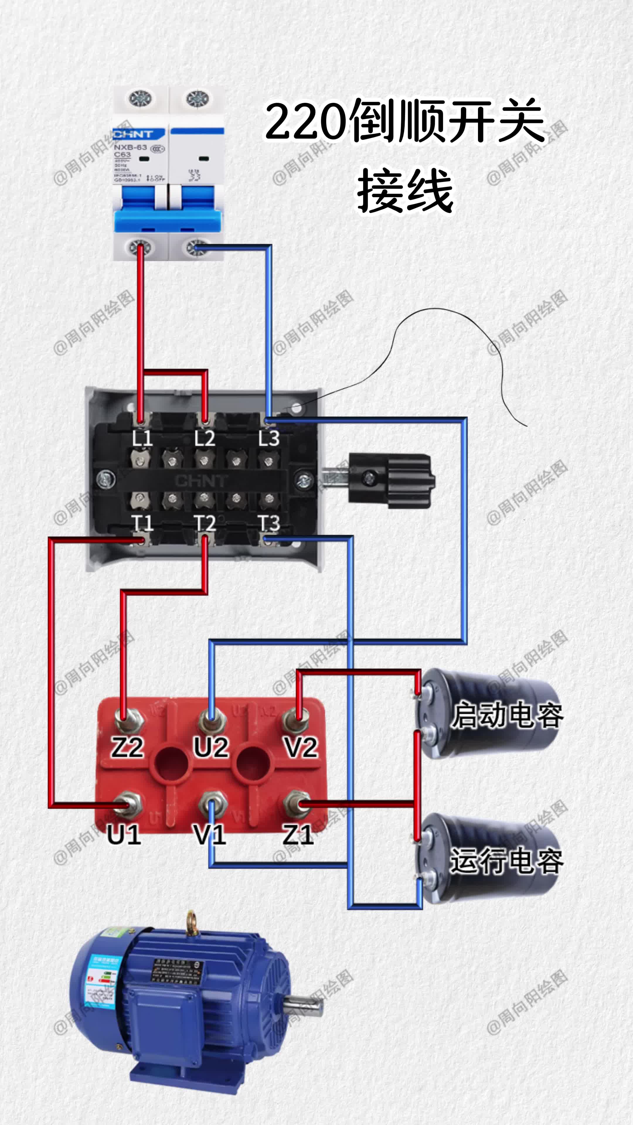 220倒顺开关接线哔哩哔哩bilibili