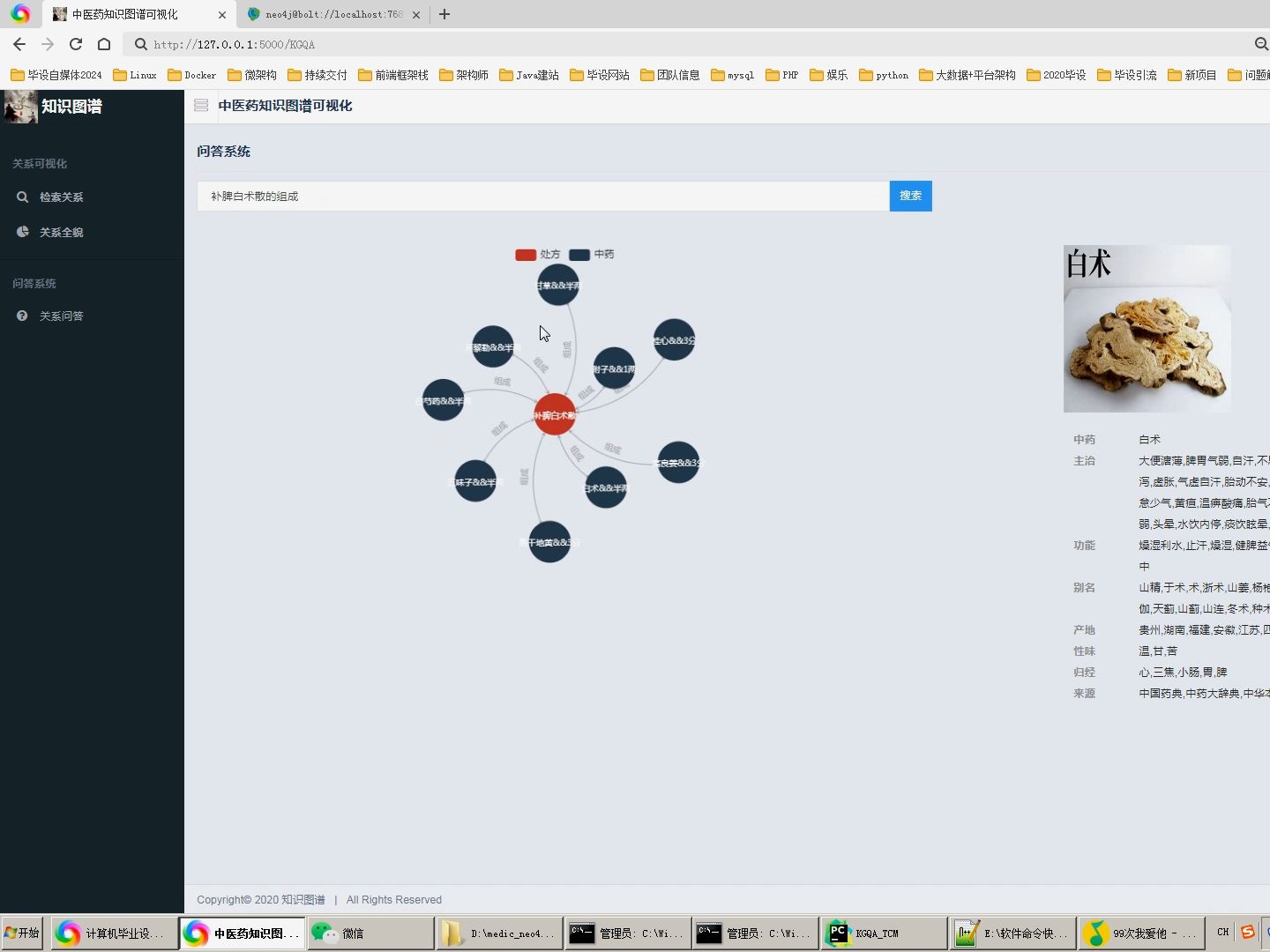 计算机毕业设计吊打导师Python+Neo4j知识图谱中药方剂可视化及问答系统 人工智能 大数据毕业设计 大数据毕设 数据可视化 Python爬虫 Hadoop哔哩哔哩...