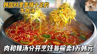 Скачать видео: 韩国辛辣十足的牛肉汤饭，牛肉不用辣汤煮分开做，喝完感觉能吐火