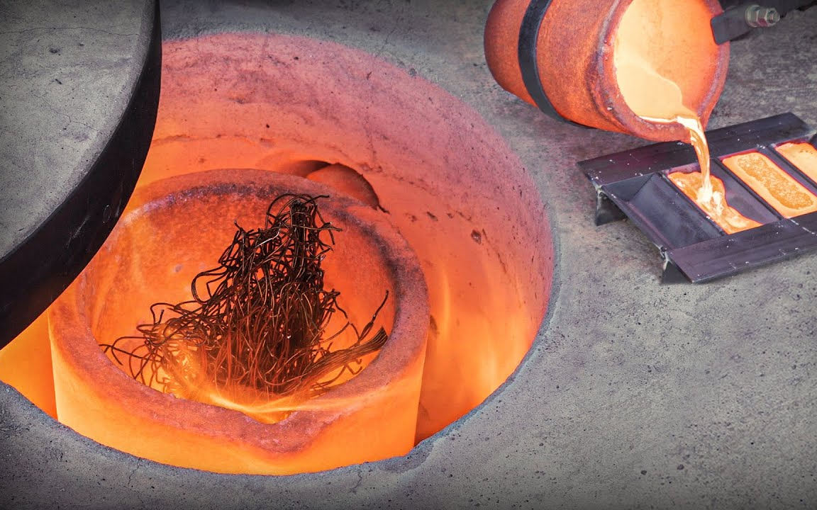 回收利用废旧电机的铜芯熔炼锻造成条形材recoverbarst