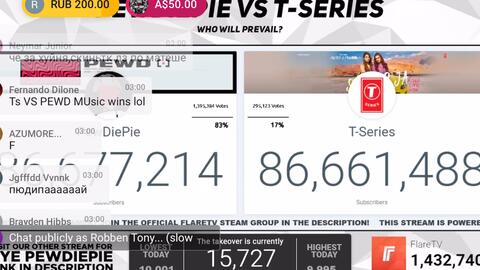 How to Live subscriber count pewdiepie vs t-series live stream #obs, By