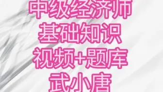 2025年中级经济师|中经经济基础知识|经济师课程精讲班|讲义视频武小唐