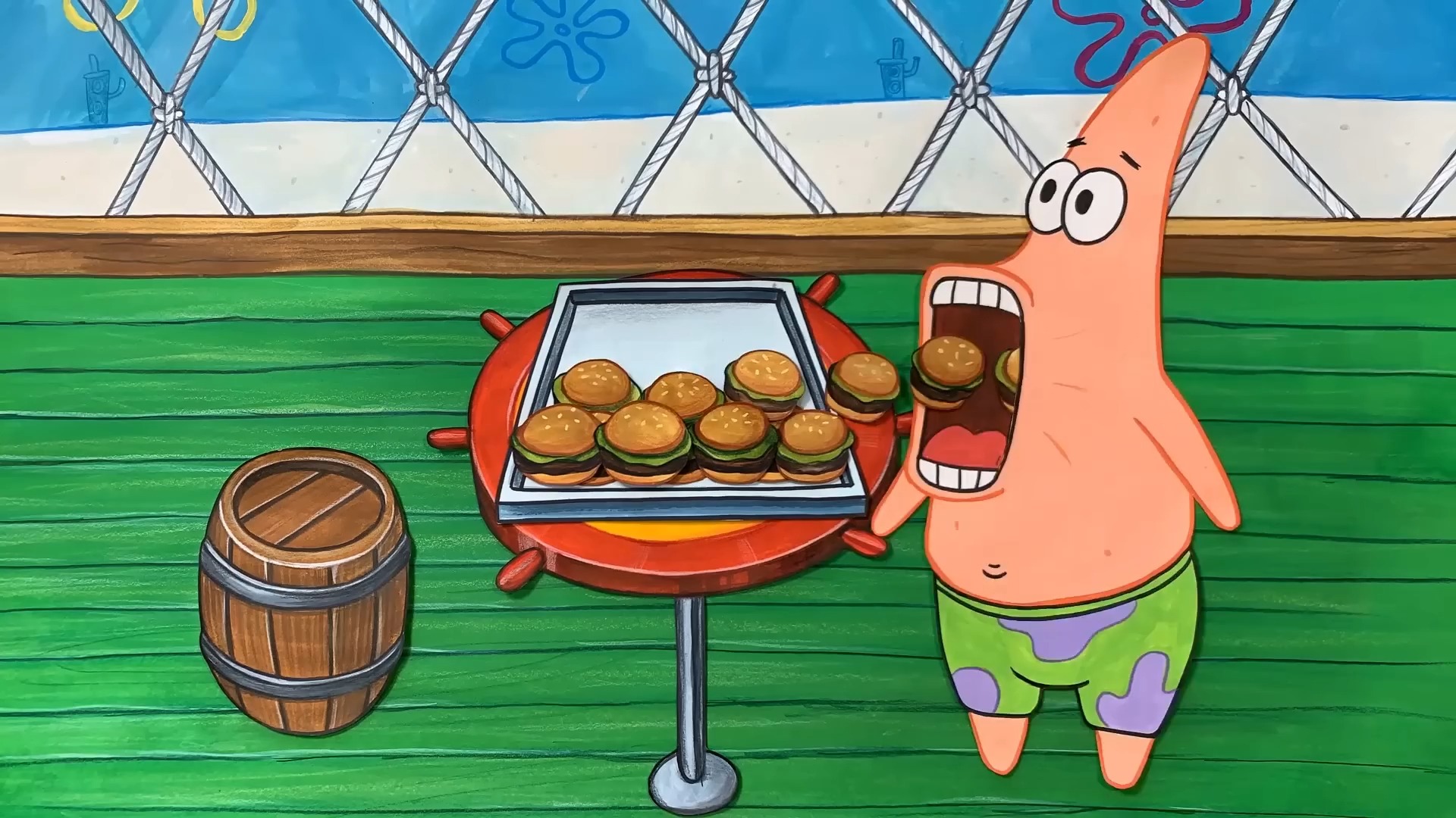 在海绵宝宝蟹堡王制作定格动画汉堡!