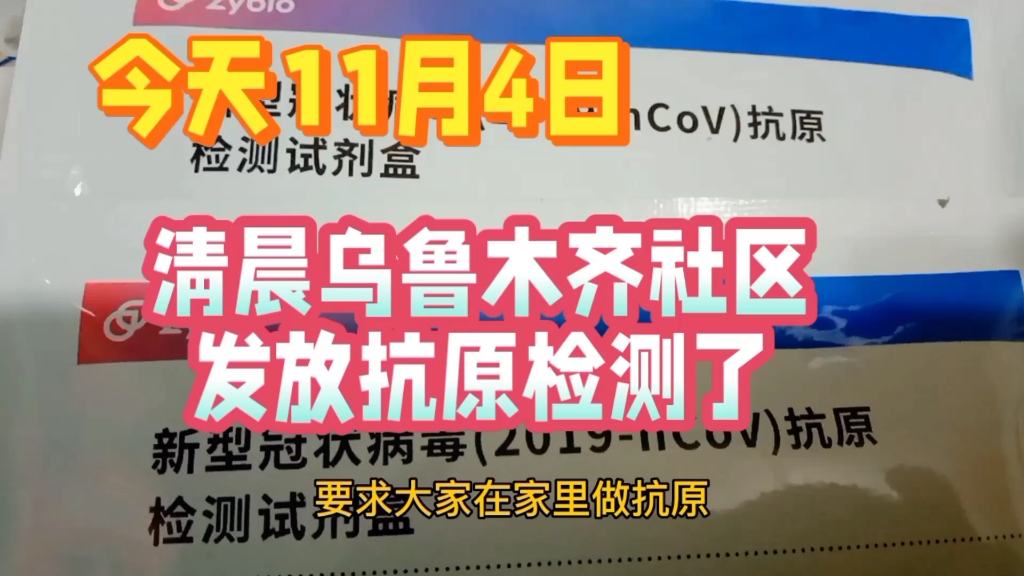 今天11月4日,清晨乌鲁木齐社区发放抗原检测试剂盒,要求居家做抗原检测哔哩哔哩bilibili