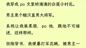 下载视频: （全文完）我穿成 po 文里娇滴滴的白莲小村花，男主是个糙汉直男大将军。系统让我装柔弱，po 他，跟他不可描述，这样那样。但刚穿书，我便暴打采花贼