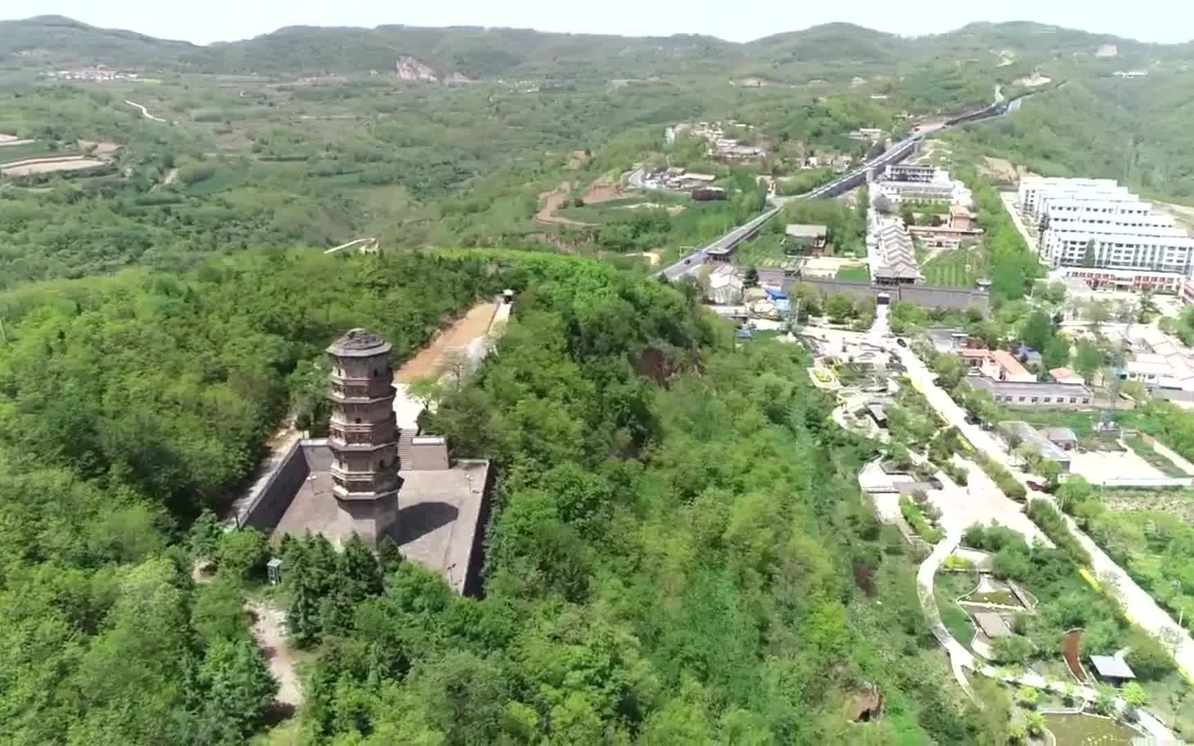 永平古镇:航拍北宋武陵寺塔(永寿旧县城古塔)