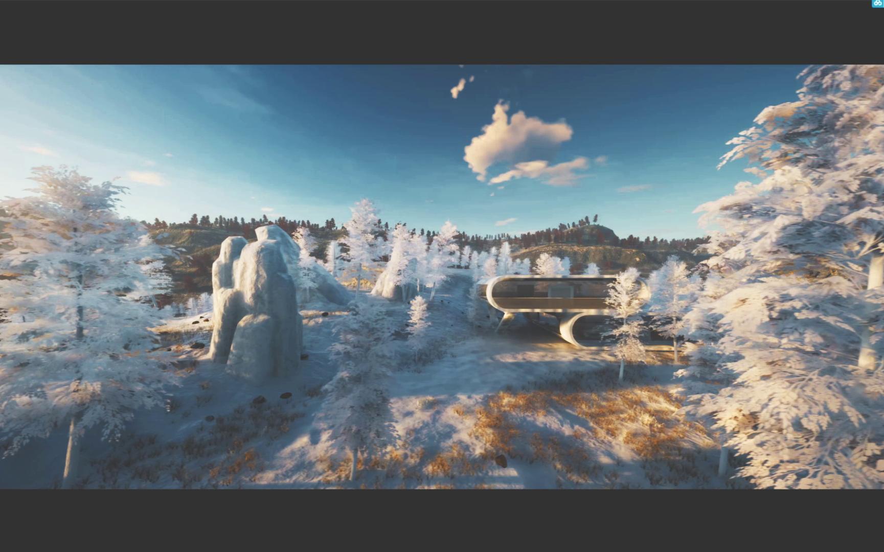 【ue5】虚幻5积雪积冰贴花下的奇幻场景