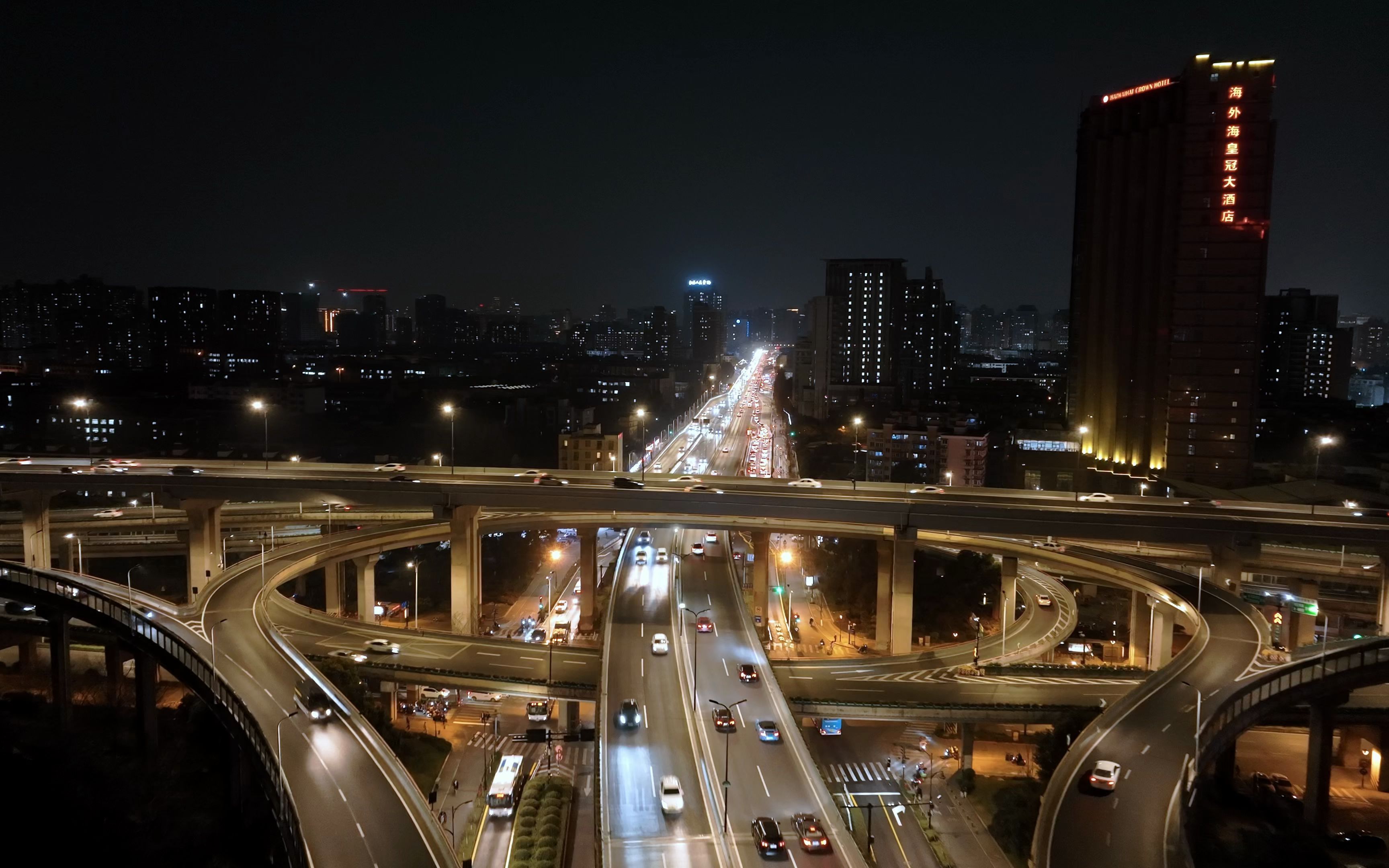 mavic 3航拍杭州立交桥城市快速路夜景_哔哩哔哩_bilibili