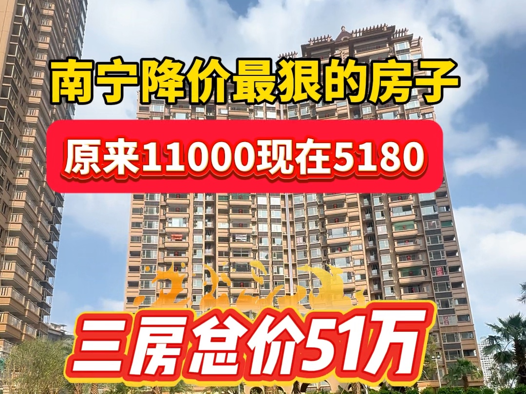 全南宁降价最狠的楼盘就是这里了,原来11000,现在打骨折,5180元每平,首付2万月供2千多,就可以上车,地铁口五百米,旁边还是商场哔哩哔哩bilibili