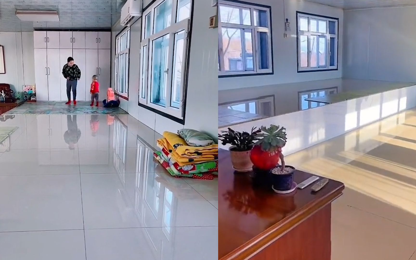 东北女子晒14米超级大炕,清一色通铺贴满白色瓷砖:聊天全靠喊!