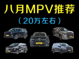 8月MPV推荐，来到了20万左右看看有啥值得入手？