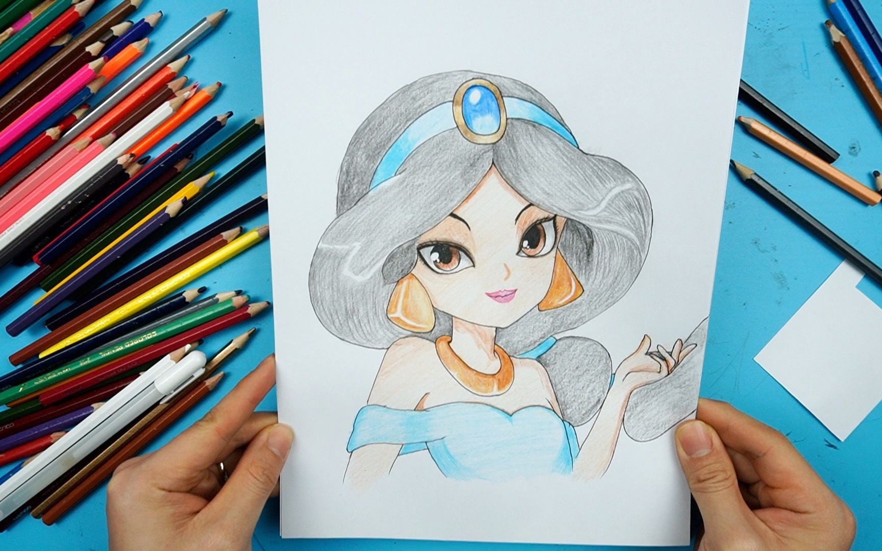 临摹茉莉公主彩铅画_哔哩哔哩_bilibili