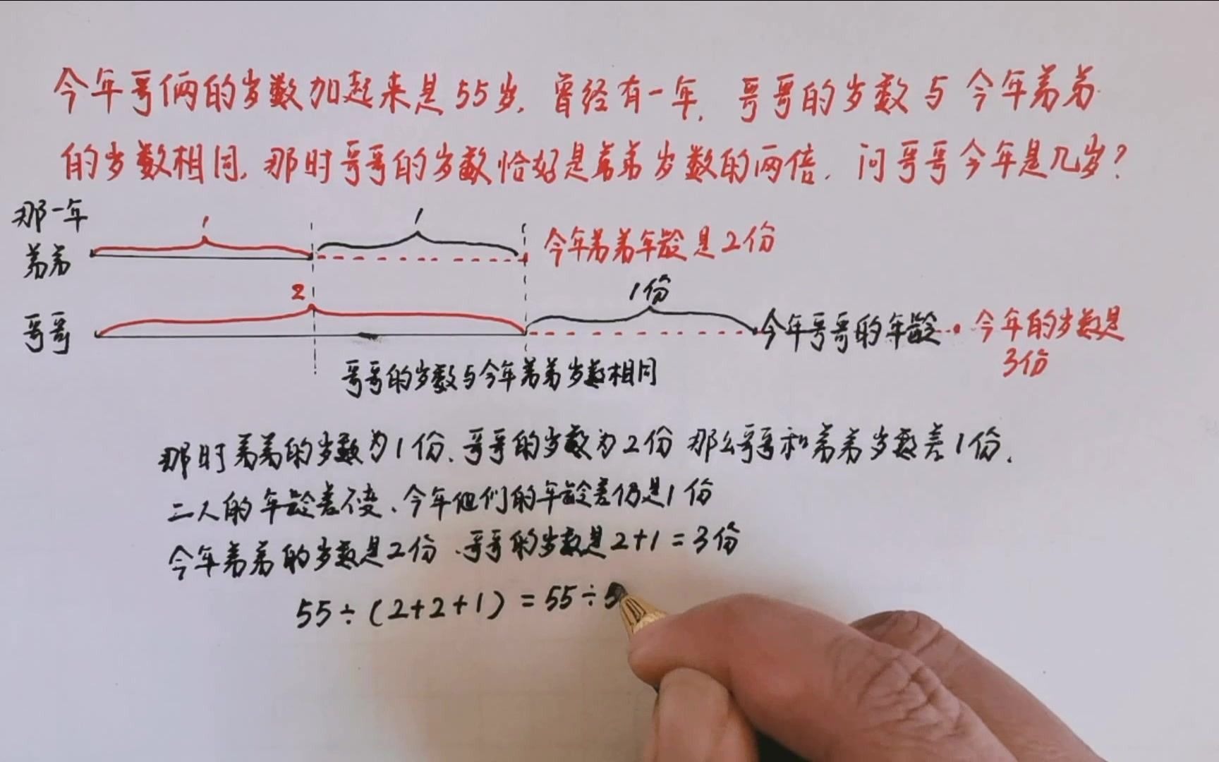 [图]曾经有一年，哥哥的岁数与今年弟弟的岁数相同，问哥哥今年几岁？