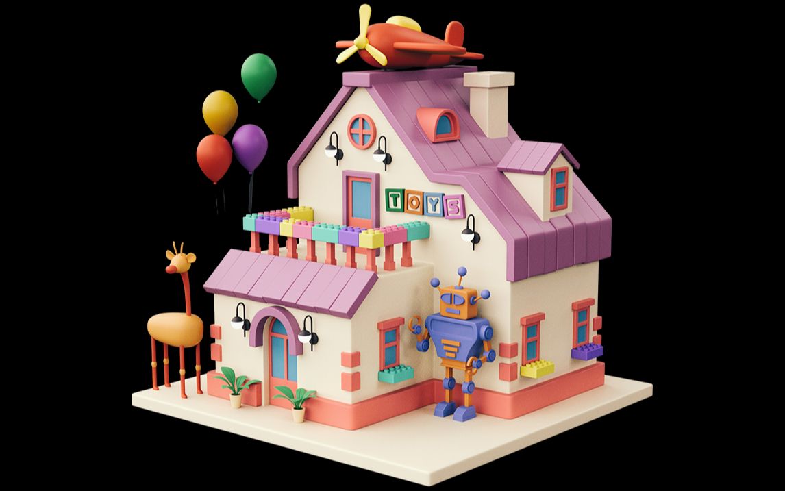 【3dmax建模】自制风格化玩具屋模型参考教程!