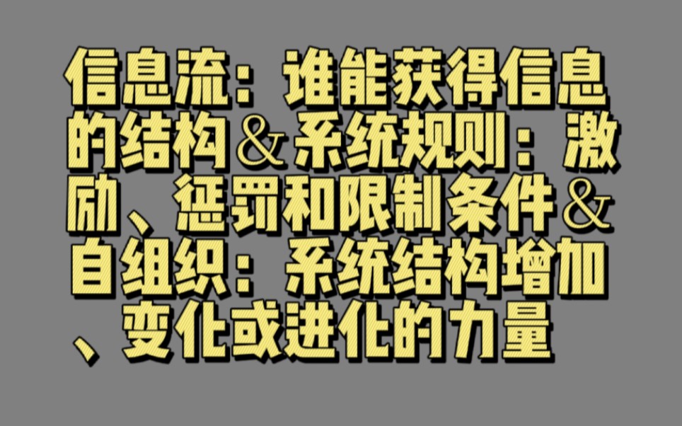 [图]【00333】信息流：谁能获得信息的结构＆系统规则：激励、惩罚和限制条件＆自组织：系统结构增加、变化或进化的力量（系统之杠杆点：系统的12大变革方式）