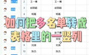 Download Video: 把名单转成表格里的一竖列，这样做就可以啦