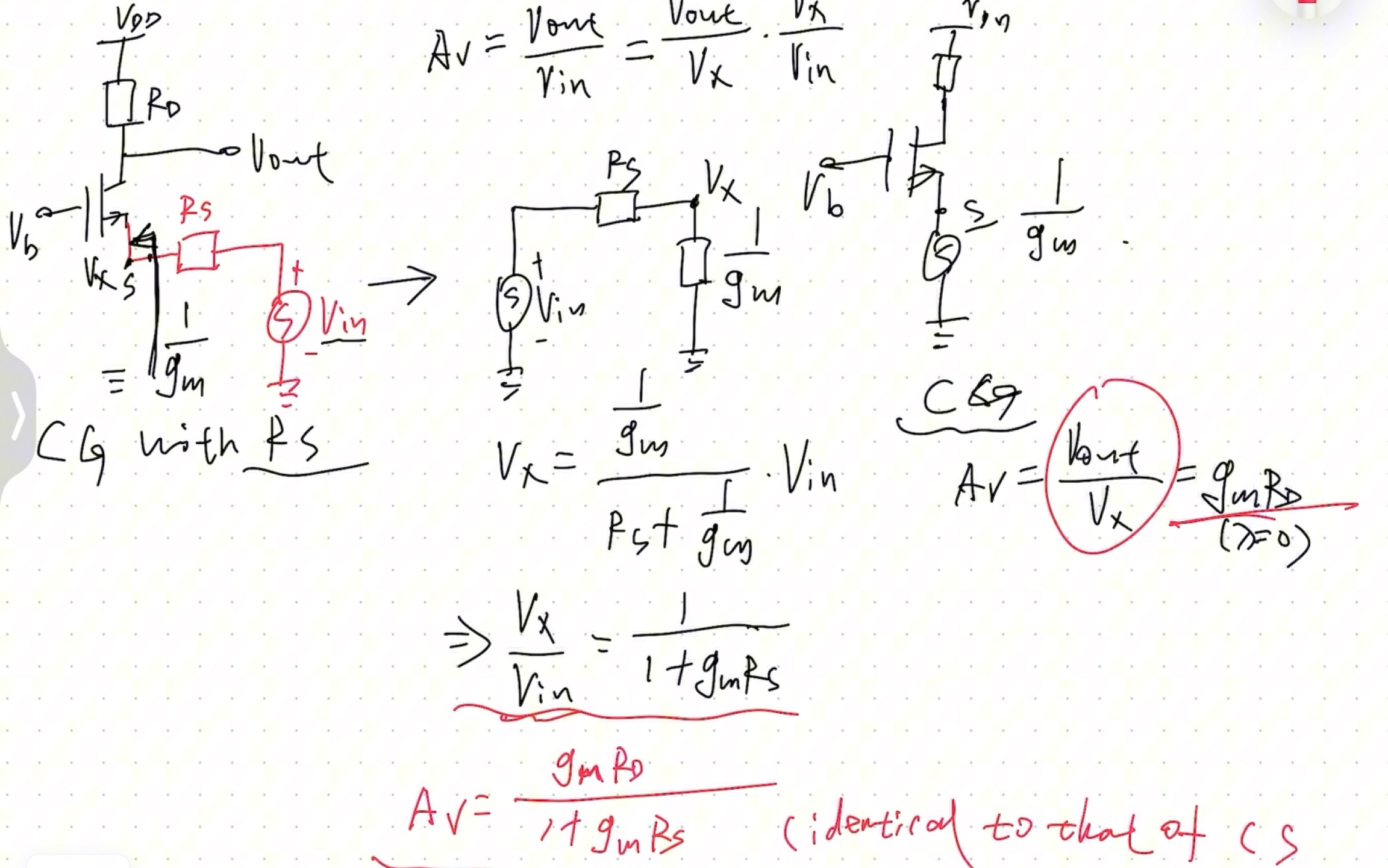 带有源极电阻的共栅极放大电路增益求解哔哩哔哩bilibili