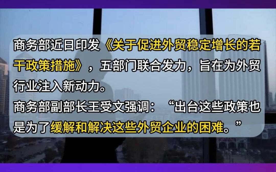 重大利好!商务部出台外贸增长新政哔哩哔哩bilibili