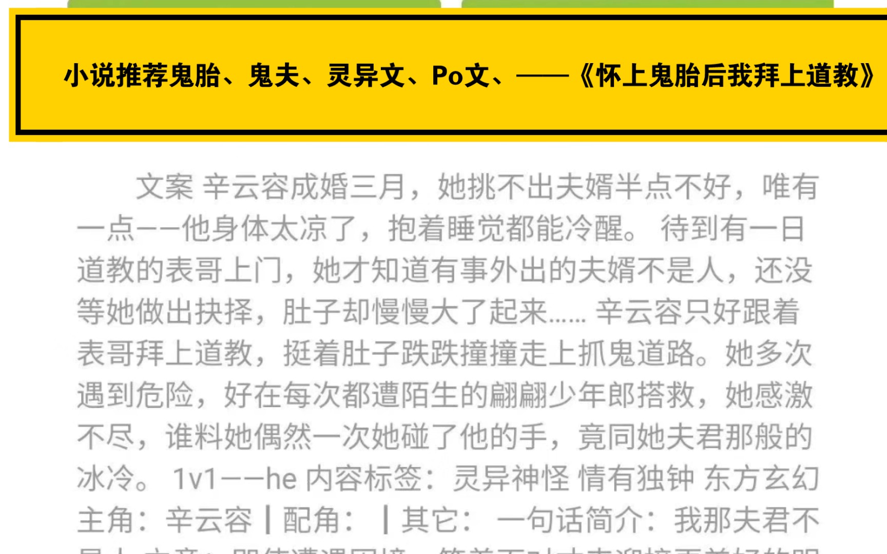 小说推荐鬼胎、鬼夫、灵异文、Po文、——《怀上鬼胎后我拜上道教》哔哩哔哩bilibili