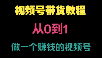 视频号带货视频教程（从0到1做一个赚钱的视频号 前线玩家）