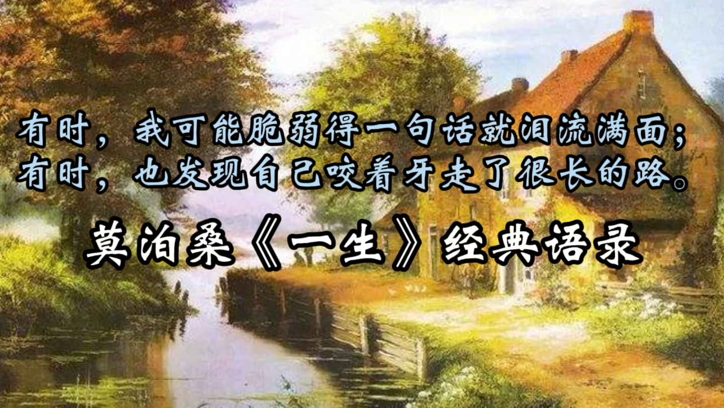 生活可能不会像你想得那么好,但也不会像你想得那么糟.莫泊桑名著《一生》经典语录哔哩哔哩bilibili