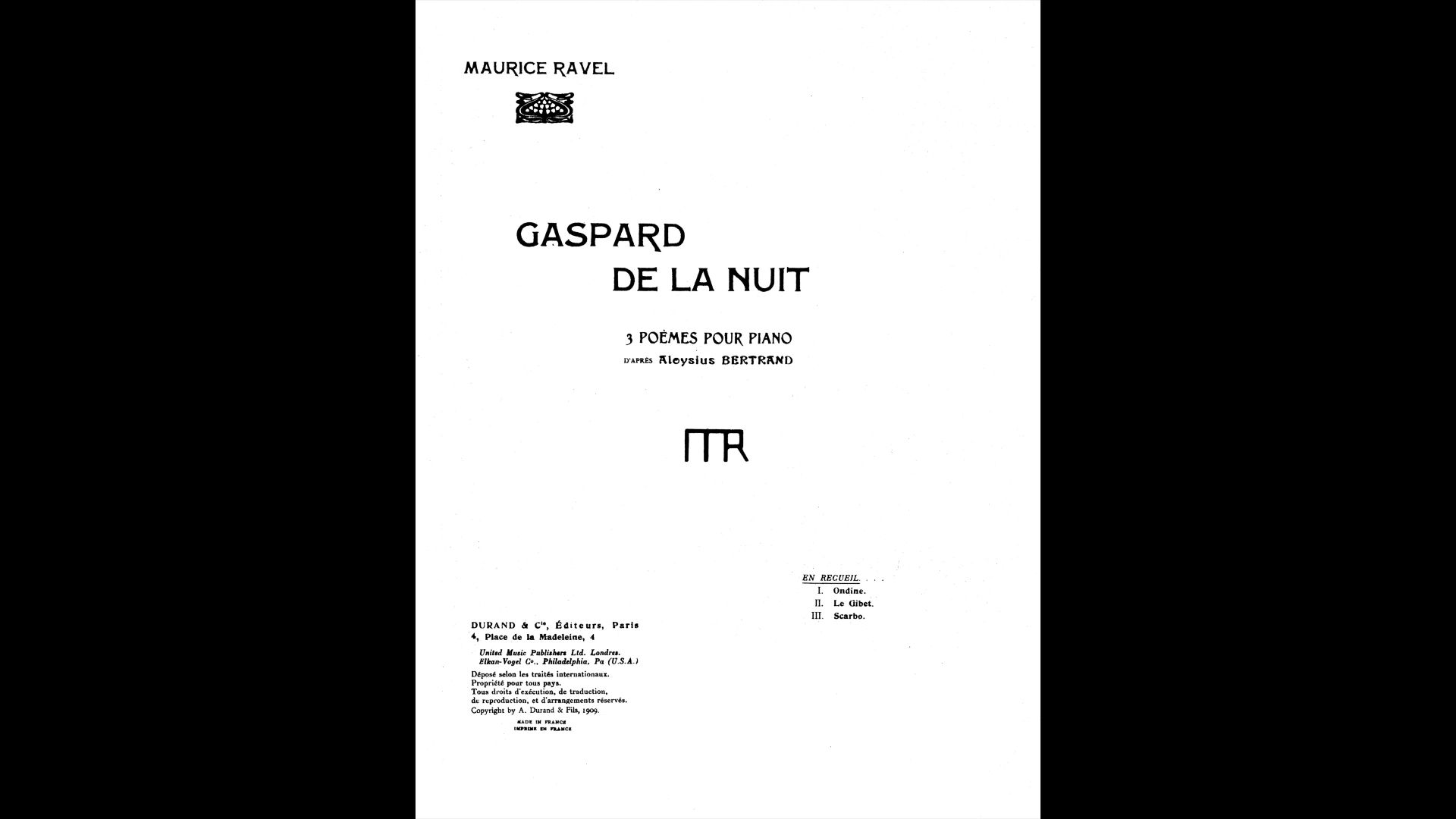 拉威尔:夜之幽灵 m.55【米凯兰杰利 1960 布拉格 / 曲谱同步】