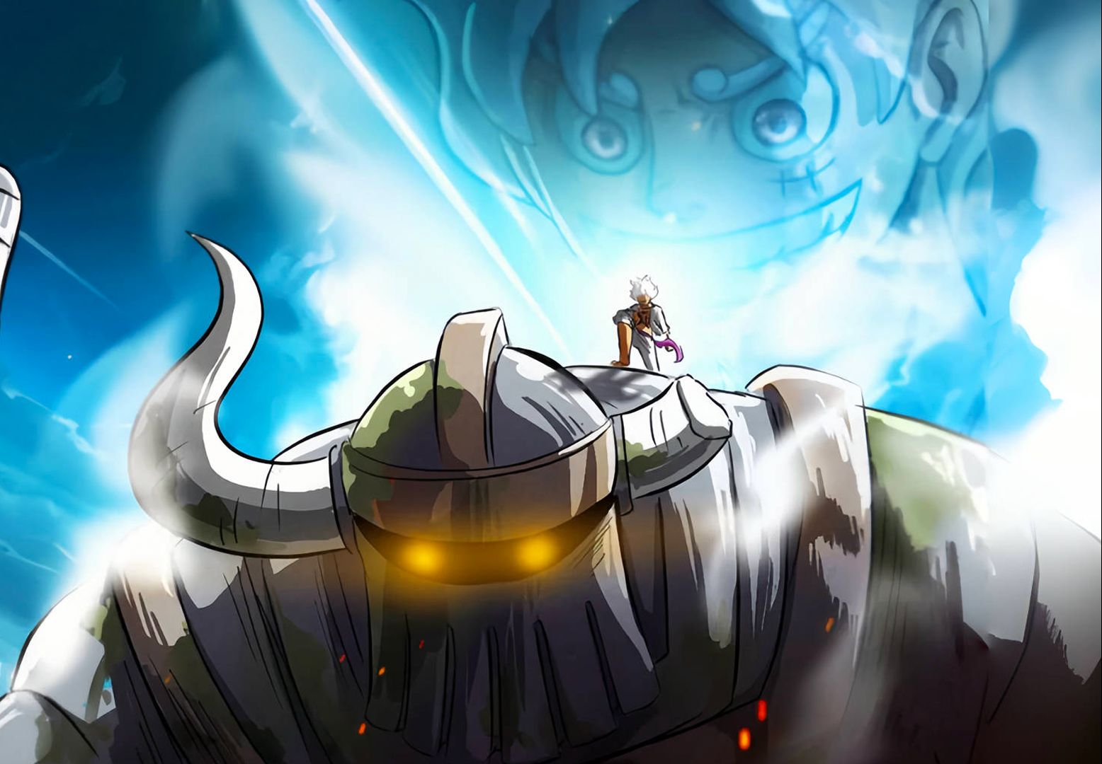 海贼王1111话,巨人族激战五老星,古代机器人苏醒,五档路飞再现神技