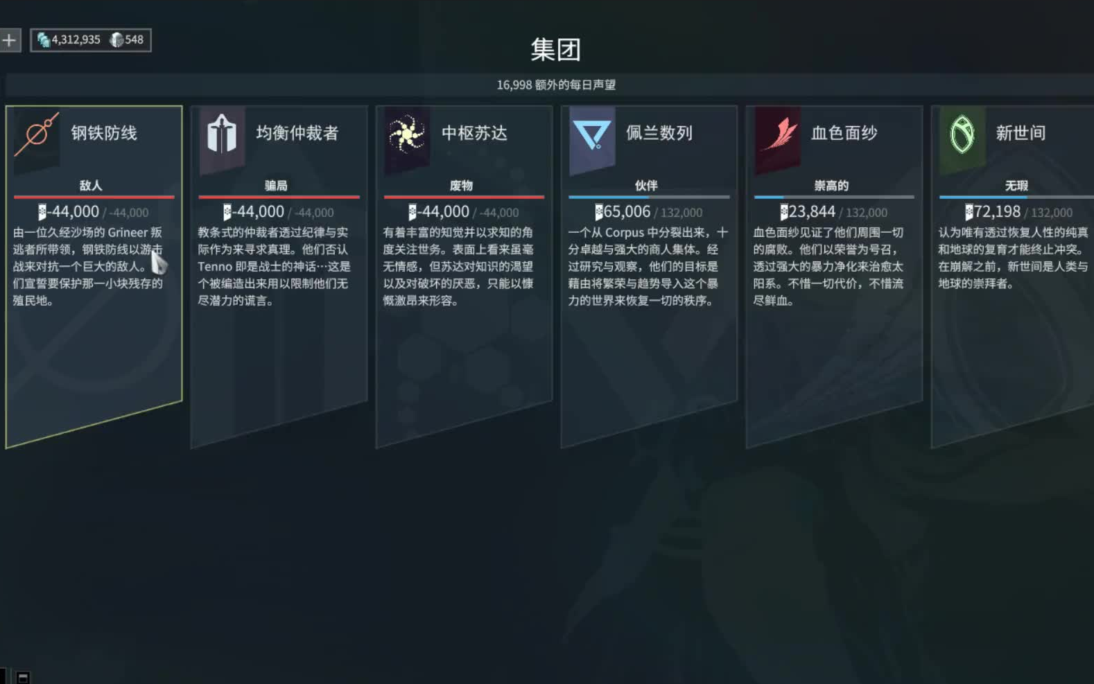 [warframe] 六大集团简单介绍哔哩哔哩bilibili