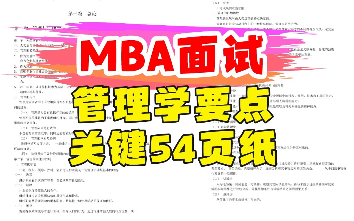 MBA面试中的管理学要点合集!哔哩哔哩bilibili