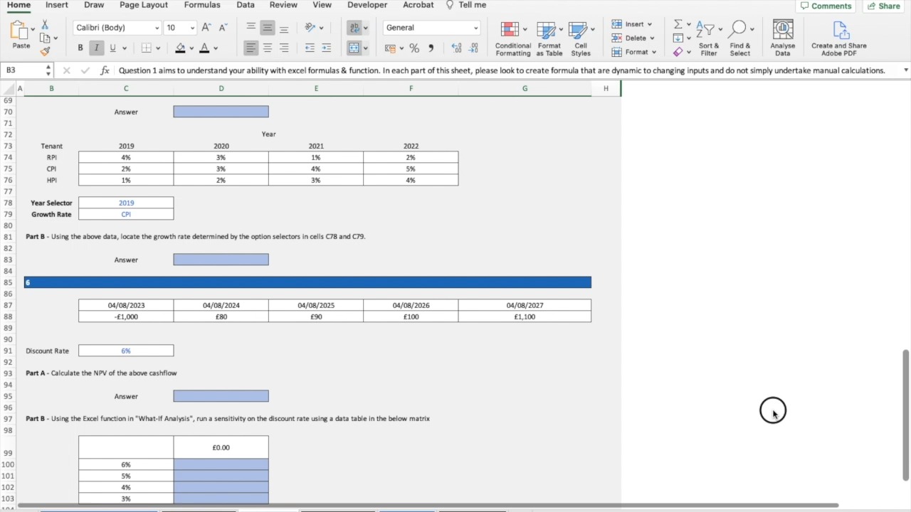 不动产投资金融建模测试 – Excel 技能部分讲解哔哩哔哩bilibili