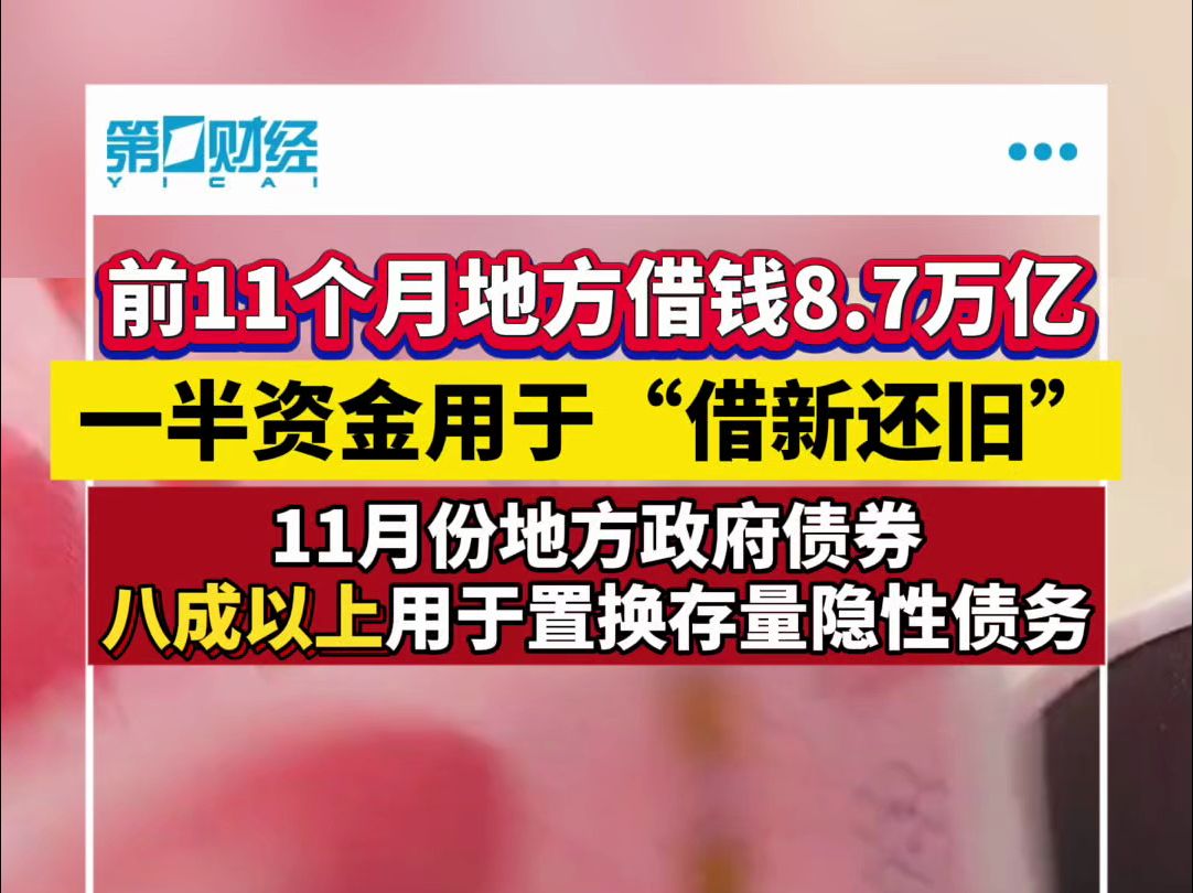 前11个月地方借钱8.7万亿 一半资金用于“借新还旧”哔哩哔哩bilibili