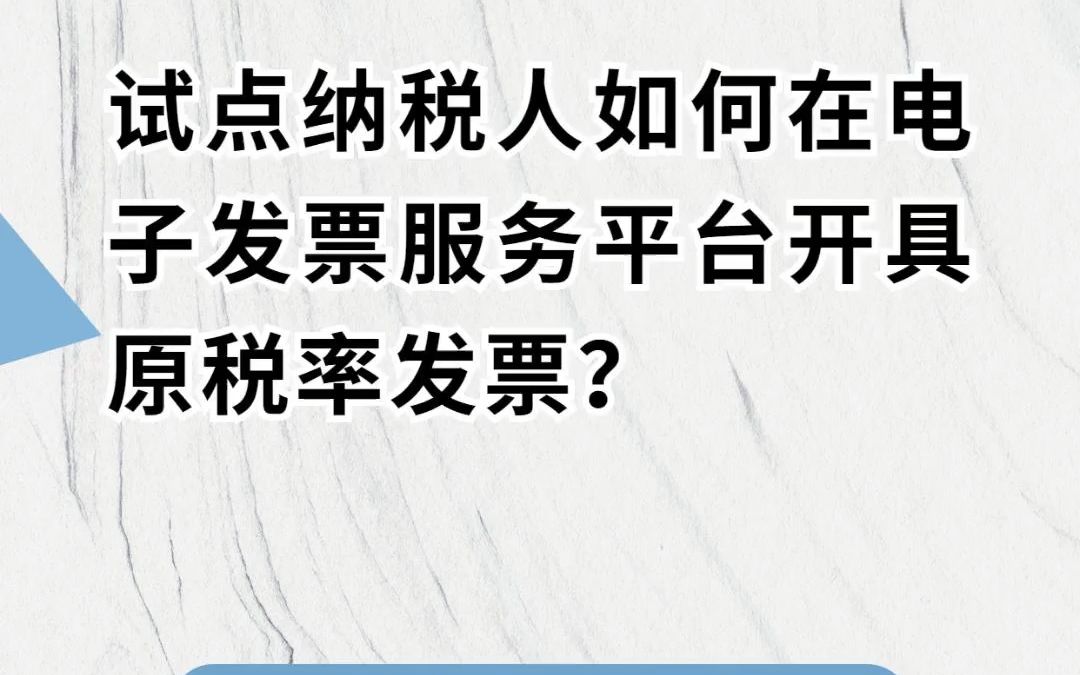 试点纳税人如何在电子发票服务平台开具原税率发票?哔哩哔哩bilibili