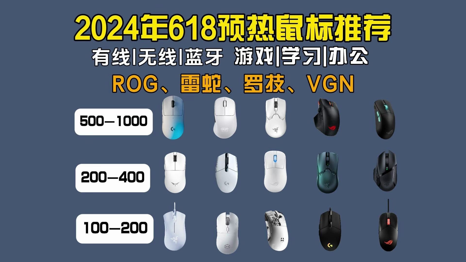 【6.18闭眼可入游戏|办公鼠标】2024年高性价比有线/无线游戏鼠标|100999元以上全价位推荐| 雷蛇、罗技、ROG、VGN品牌鼠标清单哔哩哔哩bilibili