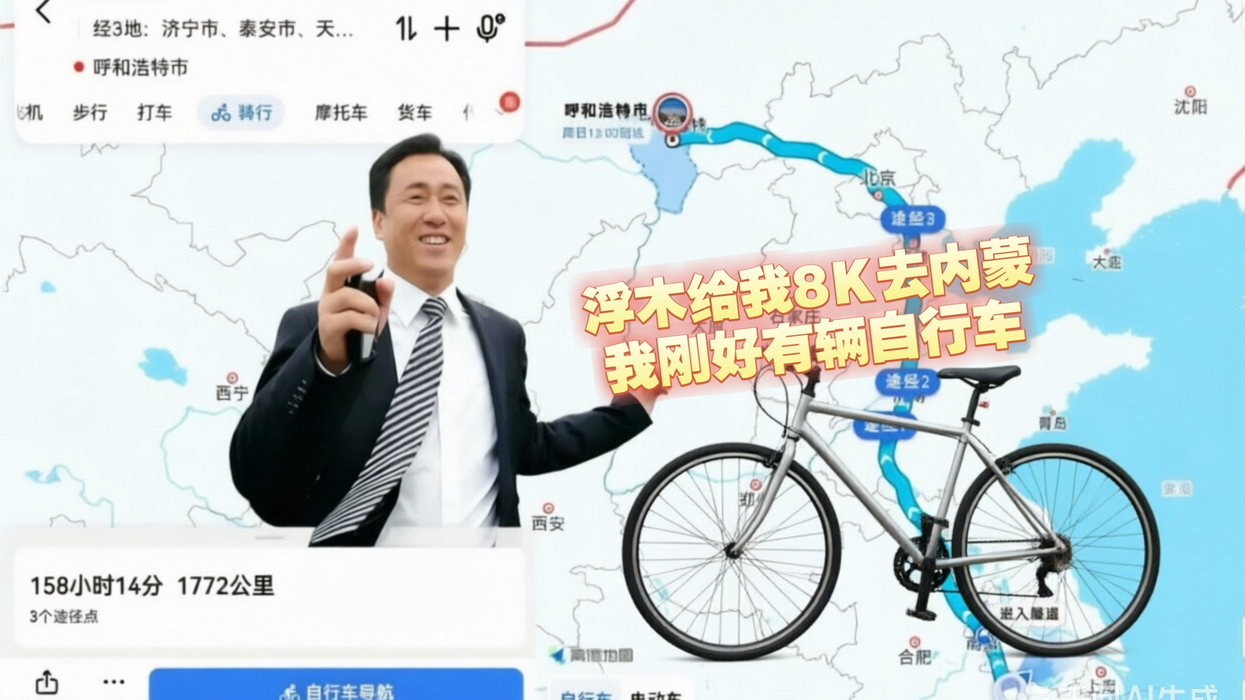 父母给我8k去内蒙，我看向自行车
