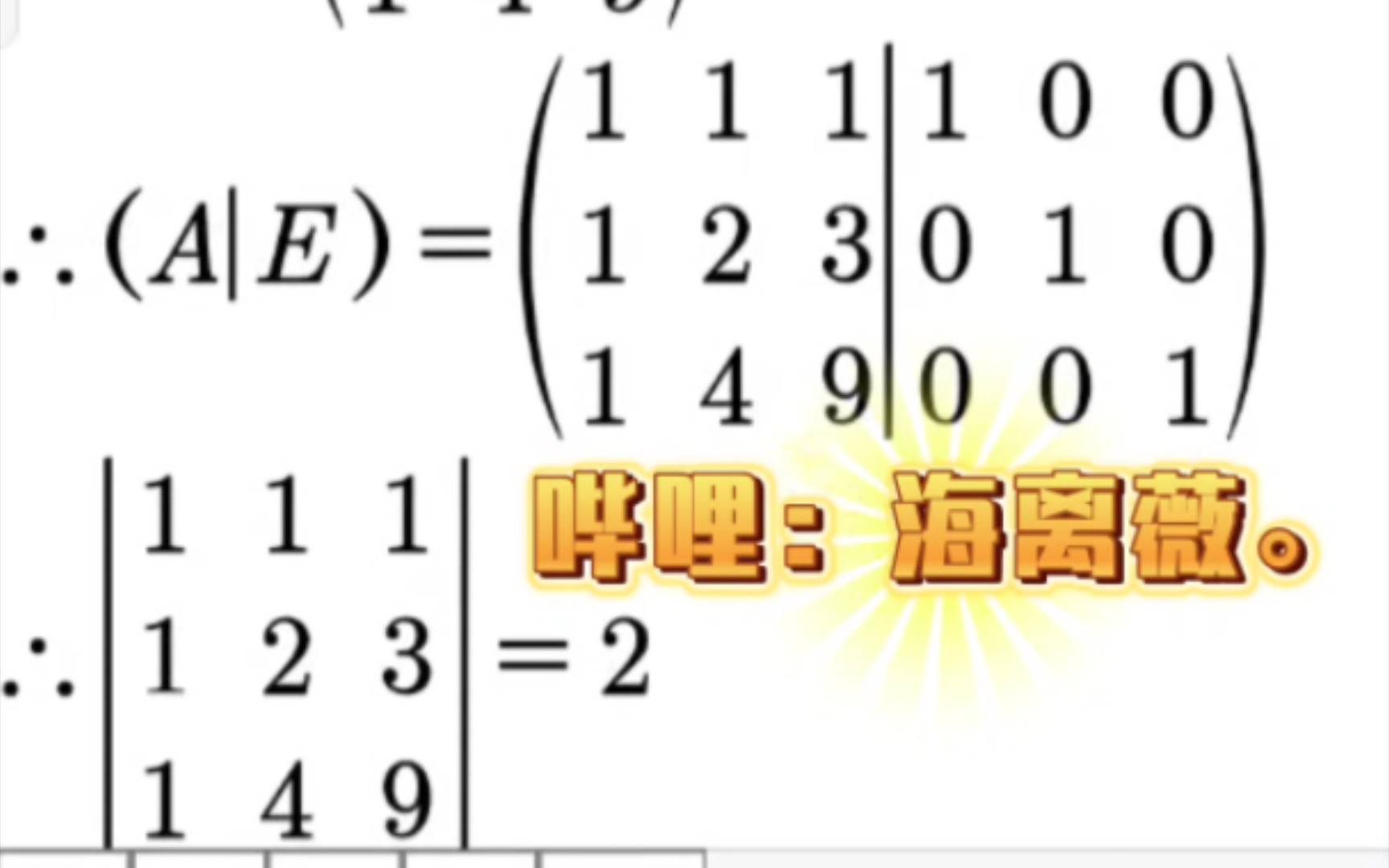 【微只因分】线性代数可逆矩阵,范德蒙德行列式:111+123+149=383.初等行变换.哔哩哔哩bilibili