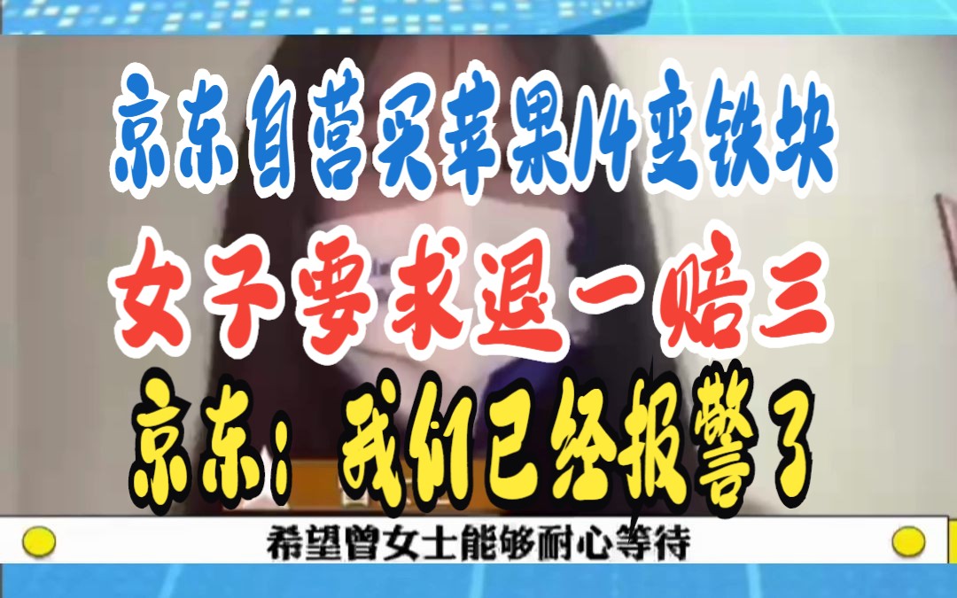 京东自营买苹果14变铁块 女子要求退一赔三 京东:我们已经报警了哔哩哔哩bilibili