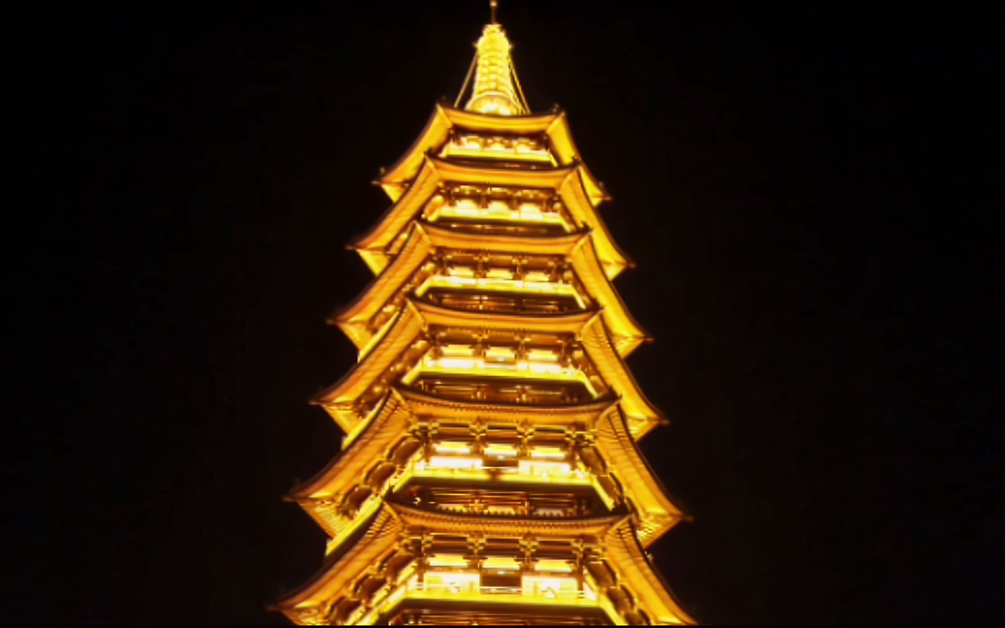 金华万佛塔夜景航拍