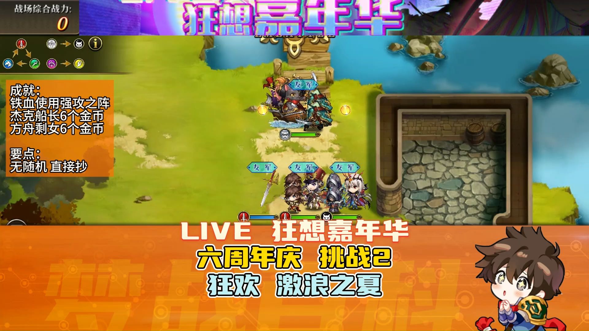 [图]【LIVE狂想嘉年华】挑战2 狂欢 激浪之夏 捡金币 无随机 强击之阵 劲浪币 六周年庆典限时活动 #梦战 #梦幻模拟战