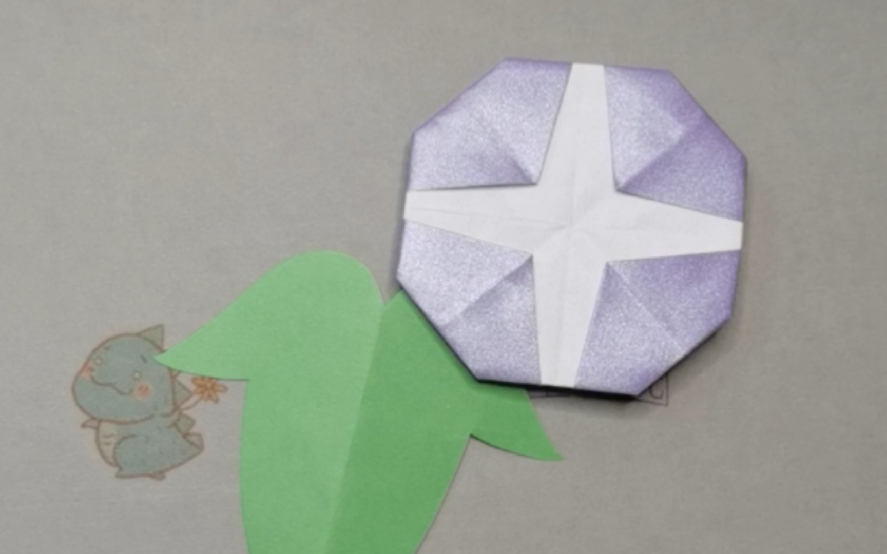 "简单的平面牵牛花折纸教程,一看就会!"可做贺卡,礼物包装装饰