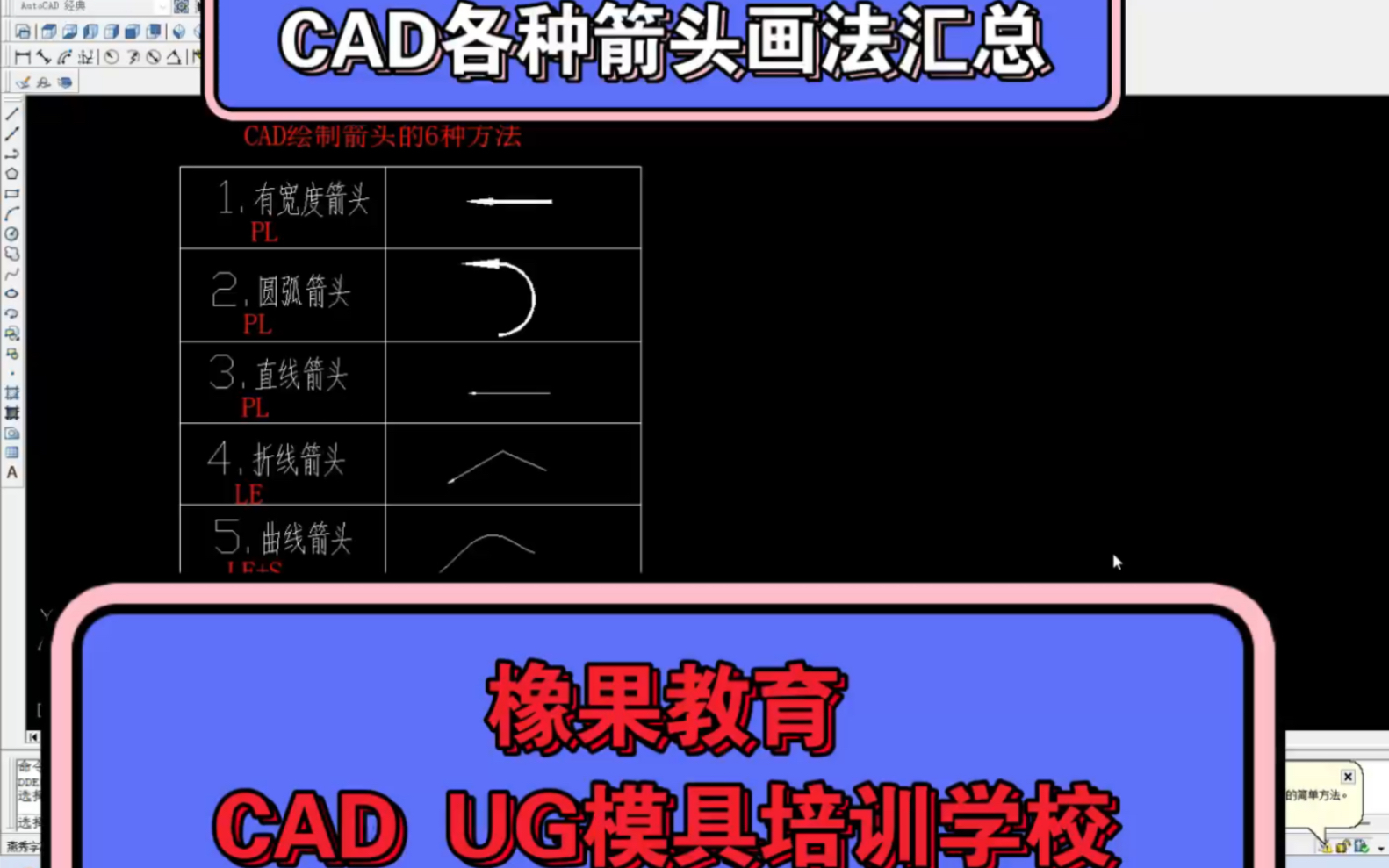 橡果教育东莞长安CAD培训学校晚自习练习CAD各种箭头画法汇总哔哩哔哩bilibili