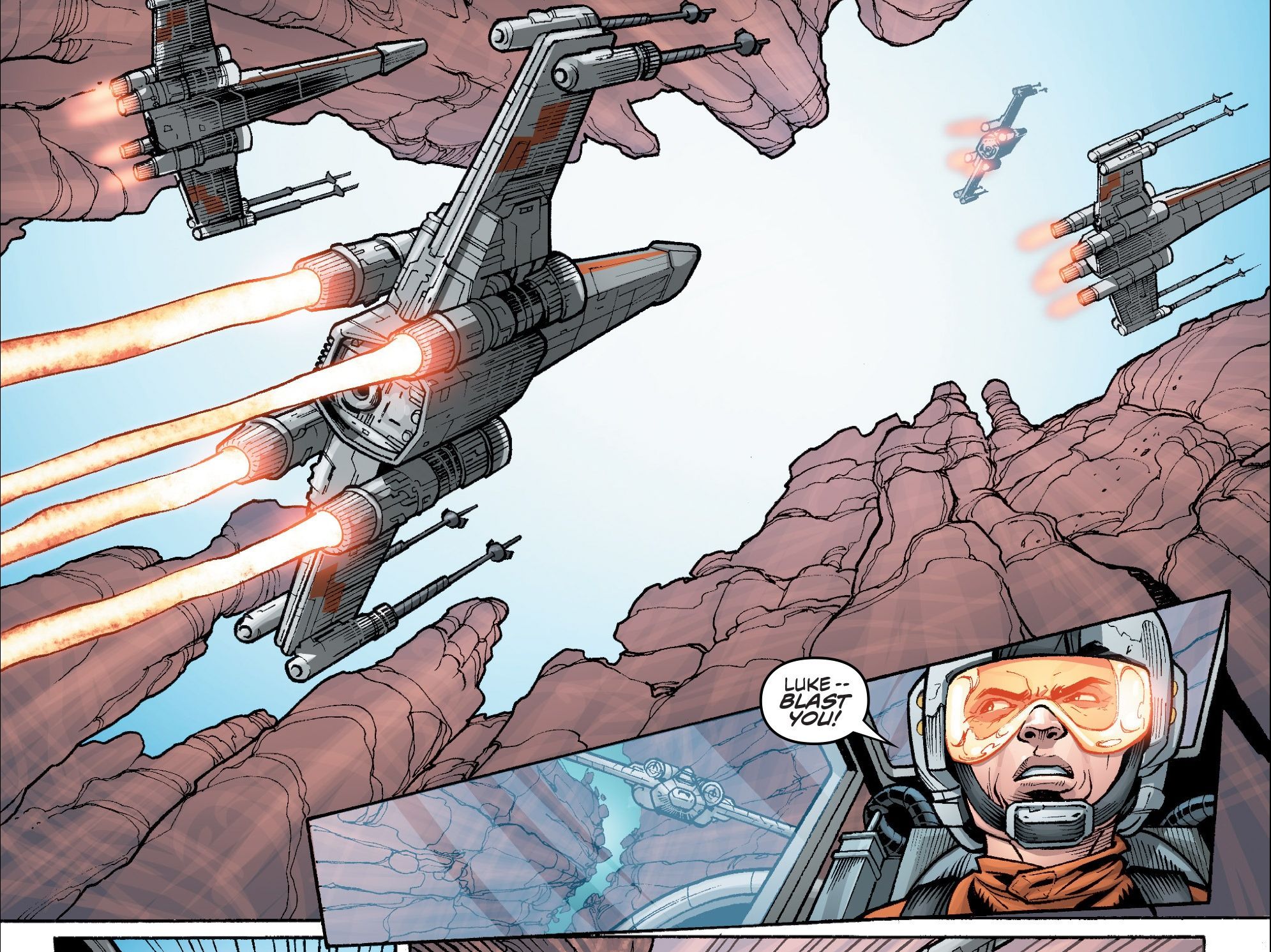 星球大战漫画 x翼星际战斗机在arrochar行星峡谷中追逐star wars