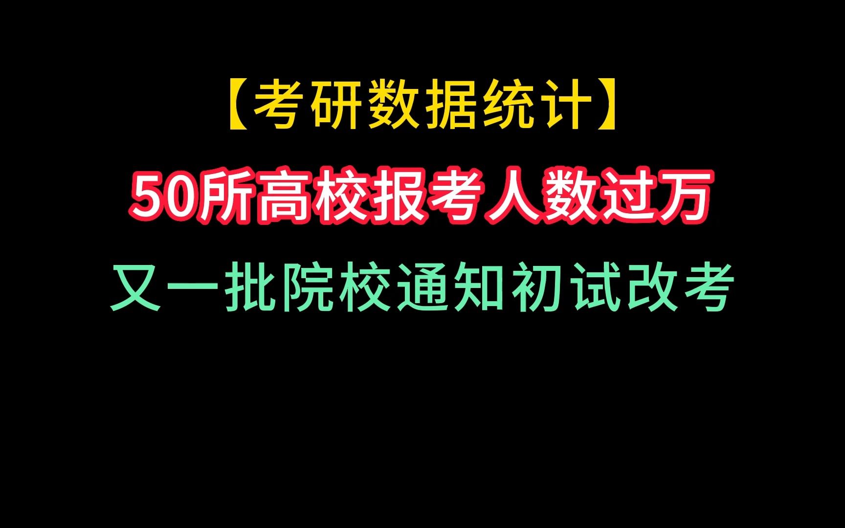 考研资讯连播第六期 | 考研院校数据统计,50所高校报考人数过万!又一批院校通知24考研初试改考!哔哩哔哩bilibili